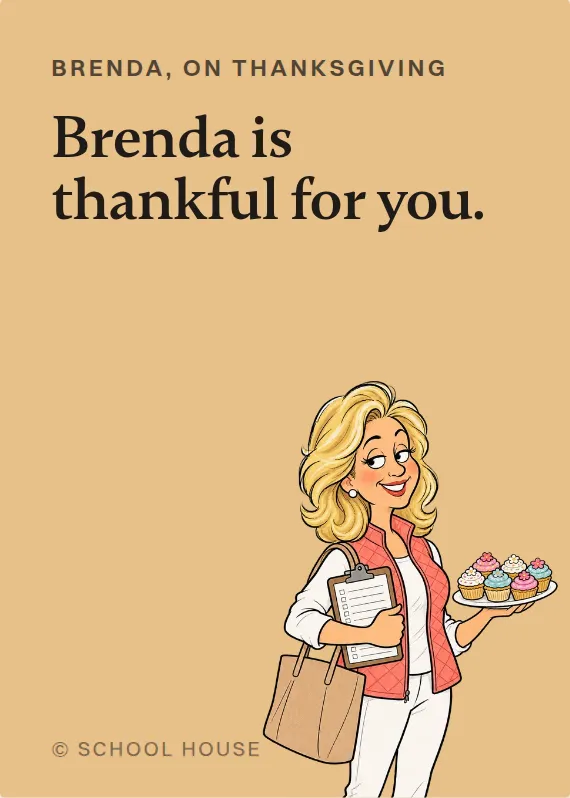 Brenda thanksgiving card: Brenda is thankful for you.