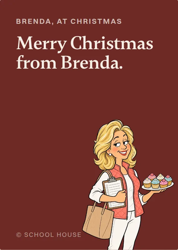 Brenda christmas card: Merry Christmas from Brenda.