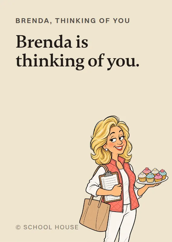 Brenda thinking of you card: Brenda is thinking of you.