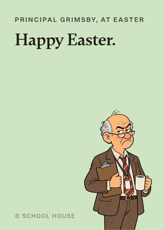 Principal Grimsby easter card: Happy Easter.