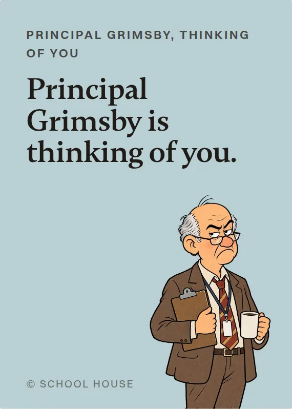 Principal Grimsby thinking of you card: Principal Grimsby is thinking of you.