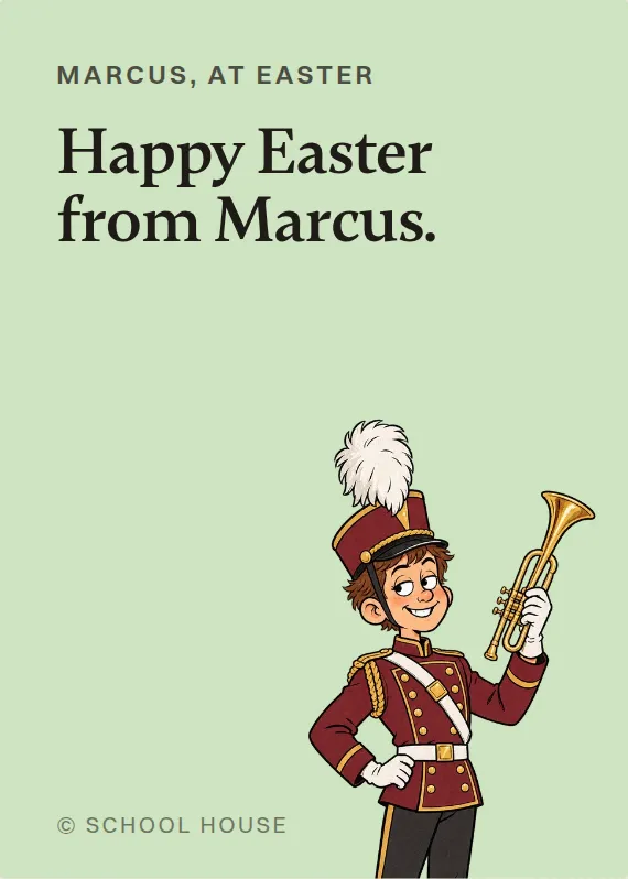 Marcus easter card: Happy Easter from Marcus.